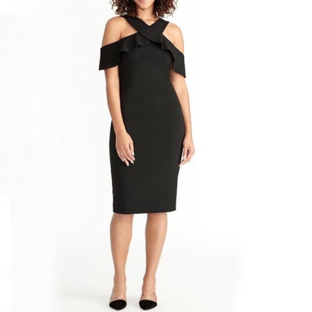 Rachel Roy Cold Shoulder Ruffle Halter Dress